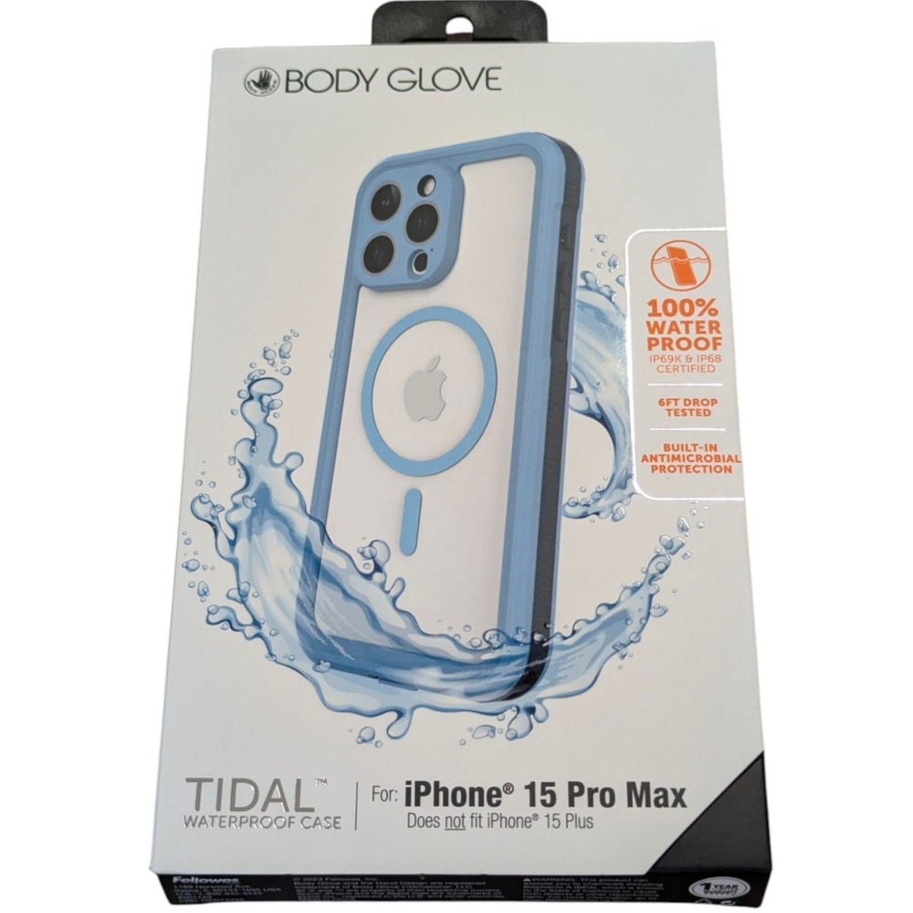 S7-N Body Glove Tidal Waterproof with MagSafe Case iPhone 15 Pro Max, Blue/Clear